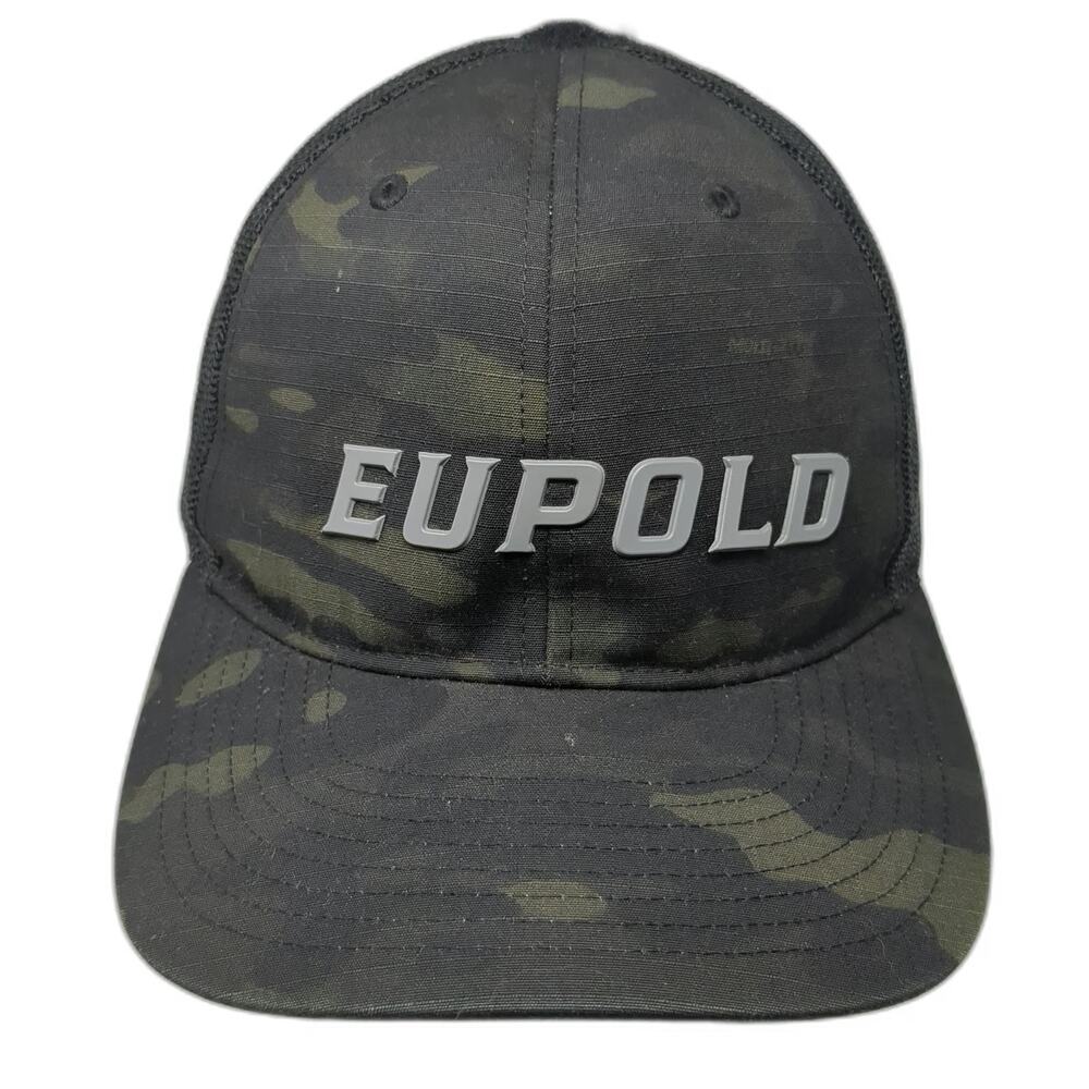 Leupold Snapback Hat Black Green Gray One Size Mesh Trucker Camo Raised Logo